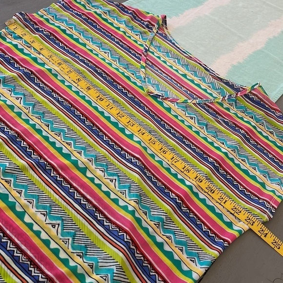 Anne Cole Colorful Tribal Stripe Print Mesh Tunic Swim Cover Up - Picture 5 of 6